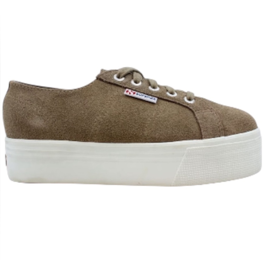 Superga Taupe Suede Platform Sneakers Women’s Size 7 (EU 37.5)